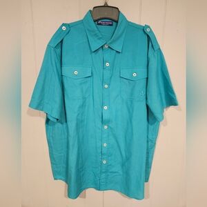 Akademiks Teal Casual Button Down Shirt